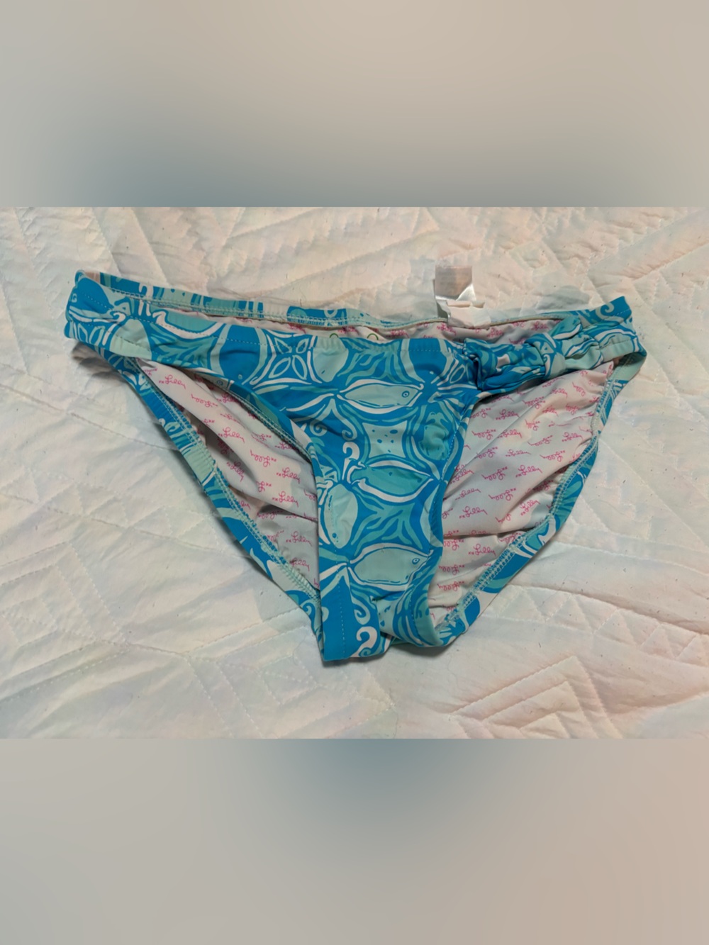 Lilly Pulitzer Blue and White “What a Racket” Bikini Bottoms XS EUC